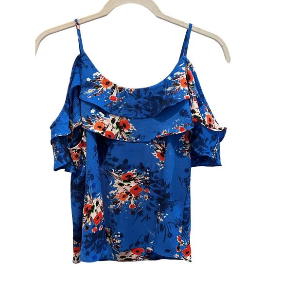 Dex Women's Ruffled Tropical Floral Top Adjustable Straps Size Small - Picture 1 of 5
